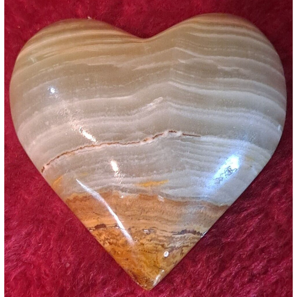 Amber Sardonyx Heart Shape Bowl Banded Gemstone Onyx Mineral 2 5/8 Inches - Picture 1 of 11